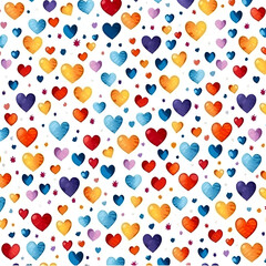 Seamless pattern. Hearts of different colors and different colors. Beautiful background