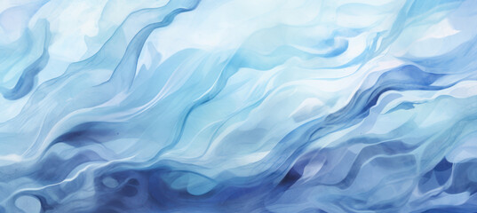 Fototapeta na wymiar Luminous Watercolor Blue Wave Pattern