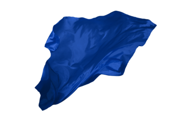 blue Fabric  isolated on white background. Falling Fabric PNG. Flying Fabric PNG.  waving flag