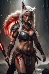 Wolfen Warrior: Fantasy of a She-Wolf with Sword in Hand