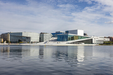 Modern architecture in Bjørvika - Opera house in Oslo,Norway,Scandinavia,Europe