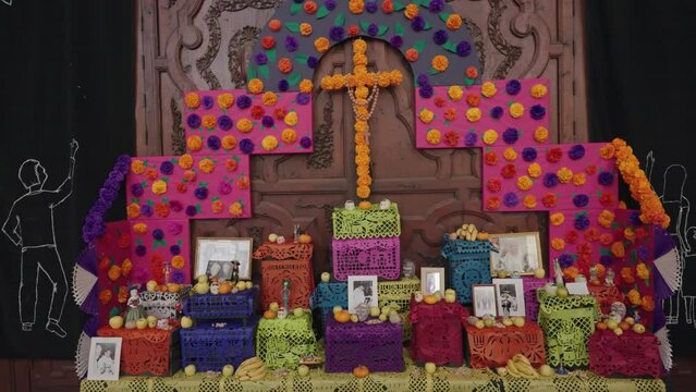 Day of The Dead Dia de los Muertos Altar Commemorating a Deceased People Christian Catholic Cross