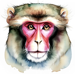 Małpa makak ilustracja - obrazy, fototapety, plakaty