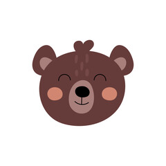 Bear. Teddy bear avatar in flat style. Children print in Scandinavian style. Doodle, flat.