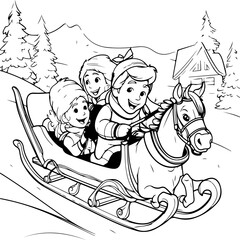 kids having fun on a thrilling sleigh ride