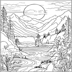 applachain mountains backdrop coloring page