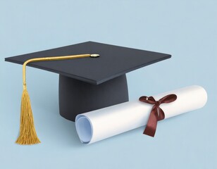 Cap and diploma, graduation ceremony. Generative AI.