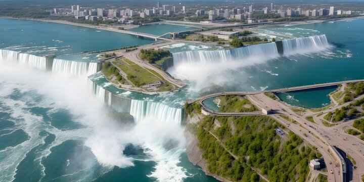 Drone view of Niagara falls