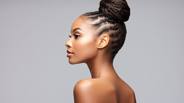Beautiful black african american model on gray background