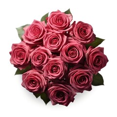 Obraz premium A bouquet of pink roses on a white background