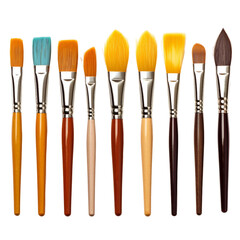 Artistic Paintbrush Set on Transparent background