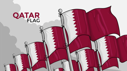 illustration of qatar flag with hand draw style.