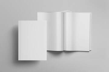 Realistic magazine mockup isolated on gray background