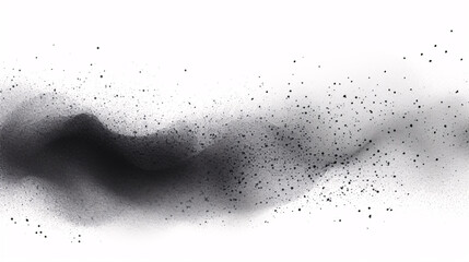 An abstract, stipple sand gradient with black dotwork and charcoal splashes, isolated on white.