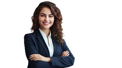 young business woman looking at camera in the office  isolated on background, cutout - obrazy, fototapety, plakaty