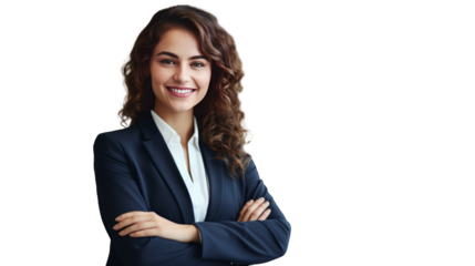 young business woman looking at camera in the office  isolated on background, cutout