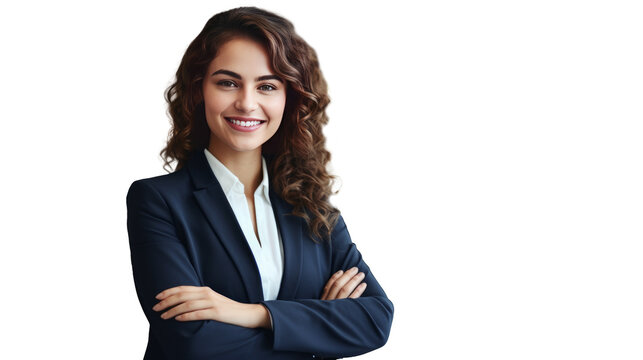 Young Business Woman Looking At Camera In The Office  Isolated On Background, Cutout