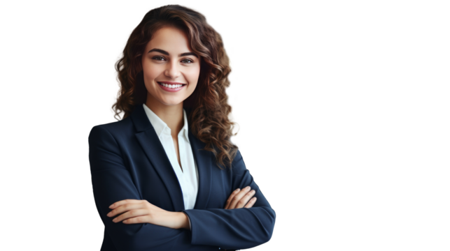 young business woman looking at camera in the office  isolated on background, cutout