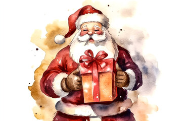 Santa delivers joy in a watercolor masterpiece