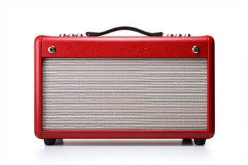 A retro-inspired, wireless loudspeaker is on a white backdrop, evoking a guitar amplifier.