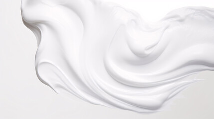 Isolated white mousse cleanser, in the form of shaving foam, on a plain backdrop.