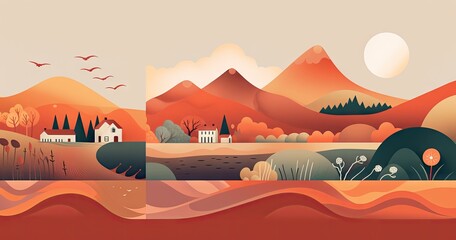 landscape illustrations concept poster Generative AI