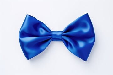 A blue bow tie on a white surface