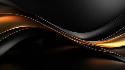 3D black and gold smooth wave background