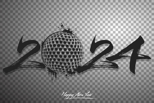 Happy New Year 2024 and golf ball