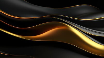 3D black and gold smooth wave background