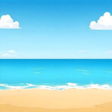 hello summer text with tropical beach vector illustration. simple modern summer theme design vertical template background. flat beach landscape summer background.
