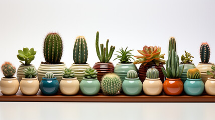 Cacti and succulent plants are isolated on a white background.