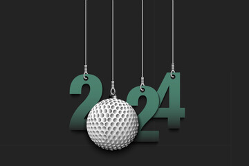 Obraz premium Happy New Year 2024 and golf ball