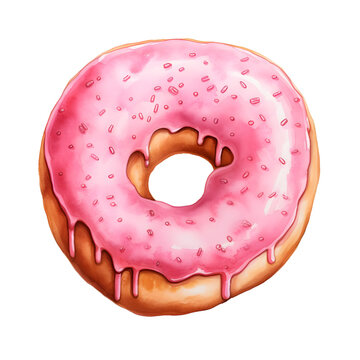 Pink donut heart shaped. Clipart image isolated on white background. Realistic 3D heart shaped donut with glossy pink on top.