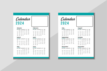 Wall Calendar Design 2024. Minimal Design with image