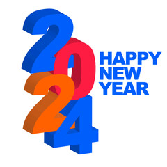 2024 happy new year 3d vector illustration eps