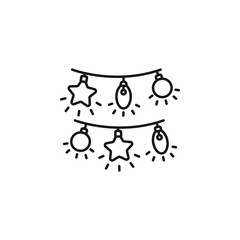 Christmas light linear icon. Lights often used for decoration in celebration of christmas. Thin line customizable illustration