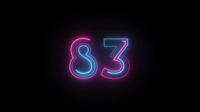 Neon number 83 with alpha channel, neon numbers, number eighty three