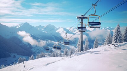 ski resort in the mountains - obrazy, fototapety, plakaty