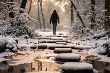 Snowy Stepping Stones - Generative AI