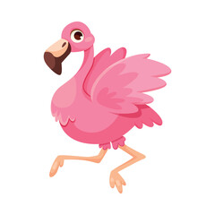 Pink Flamingo Character with Long Neck and Legs Vector Illustration