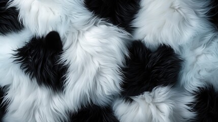 background texture of animal fluffy black white fur