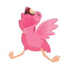 Pink Flamingo Character with Long Neck and Legs Sitting Vector Illustration
