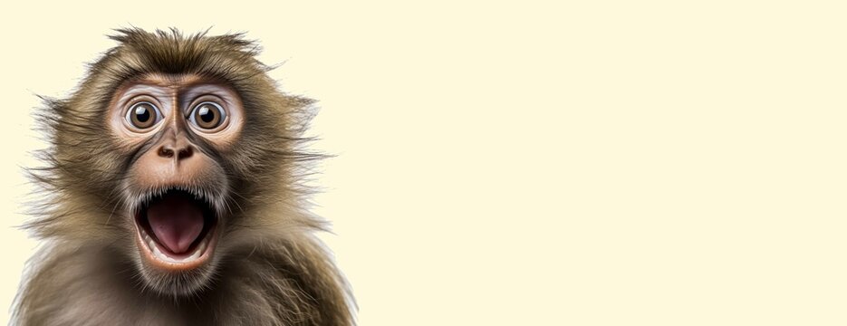 Very surprised monkey opened his mouth, shock