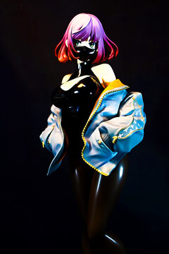  Figure of the character "RUNA" from Astrum Design figure.Image of a young Japanese woman in Cyber Punk style