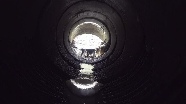 Road concrete culvert destroyed by flood