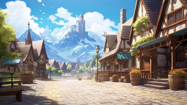 an image of a mountain village with a charming mountain bakery