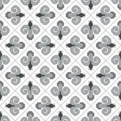 A Vector seamless pattern of gray abstract geometric shapes for tile isolated on a white background
