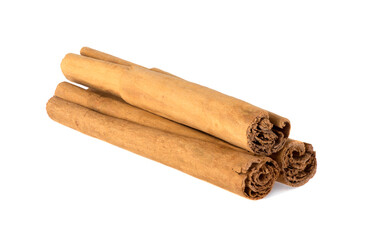 Ceylon cinnamon sticks isolated on white background with shadow