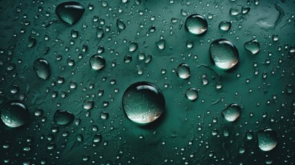 drops of water on the glass surface. Droplet of liquid flowing down on glass surface background